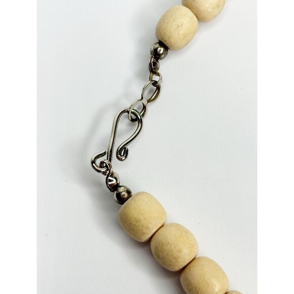 BOHO 1970s Wooden Statement Beaded Necklace & Bangle Set Tribal African Beach - Picture 4 of 5